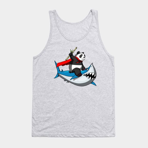 Panda Bear Riding Shark Tank Top by underheaven